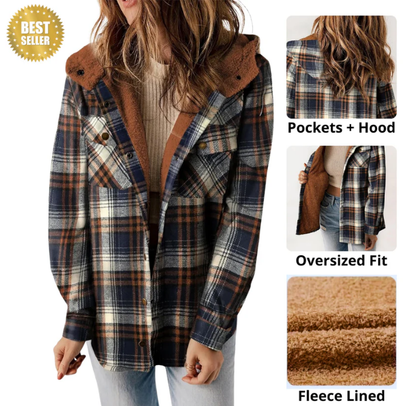 🔥This Week's Special Sales - 60% OFF 🧥 Women's Winter Trendy Plaid Hooded Jacket
