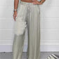 Stylish Drawstring Waist Straight Leg Smooth Loose Trousers with Pockets
