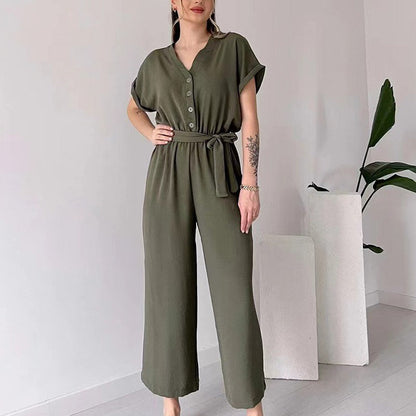 🎉 Last Day Promotion-49% OFF 💖Women's V-Neck Short Sleeve Casual Jumpsuit