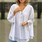 ✨Double-Layer V-neck Zipper 3/4 Sleeves Trendy Tops