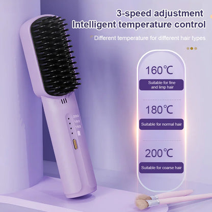 💟 Negative Ions Do Not Harm Hair Portable Wireless Mini Hair Straightener Comb