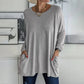 🎁✨Hot sale🔥Women's Round Neck Long Sleeve Loose Pocket T-Shirt