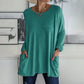 🎁✨Hot sale🔥Women's Round Neck Long Sleeve Loose Pocket T-Shirt