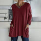 🎁✨Hot sale🔥Women's Round Neck Long Sleeve Loose Pocket T-Shirt