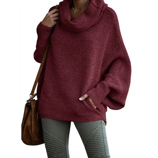 🎁✨Hot sale🔥Women's Batwing Cowl Neck Sweater with Pocket