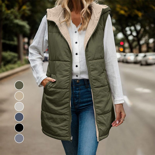 💝Great Gift! Women's Reversible Vest Sleeveless Faux Wool Jacket