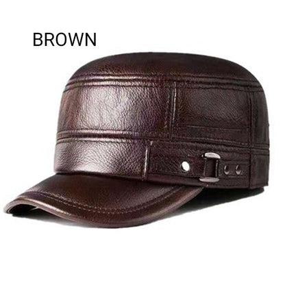 🔥Black Friday Sales - 49% OFF🔥PU Leather Flat Top Warm Baseball Cap