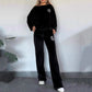 ✨Women’s Cozy Casual Set -  Soft Batwing Top and Wide-Leg Pants
