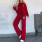 ✨Women’s Cozy Casual Set -  Soft Batwing Top and Wide-Leg Pants