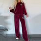 ✨Women’s Cozy Casual Set -  Soft Batwing Top and Wide-Leg Pants