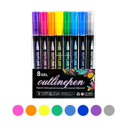 🎁Gift Idea Hot sale 49% OFF🔥 Double Outline Glitter Coloring Pen Set