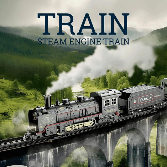 🔥New Hot Selling❤️‍🔥Simulation Vintage Electric Steam Train with Track Toy Set