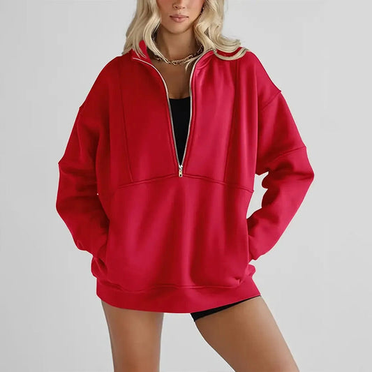 🎁New Year's Sale 49% OFF🔥Women's Casual Lapel Half Zip Tops