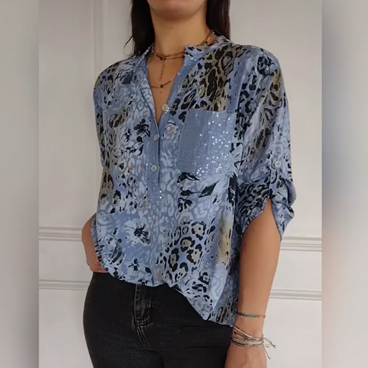 🎉This week's Special Sales - 49% OFF✨Women's Casual Half Button Printed Shirt