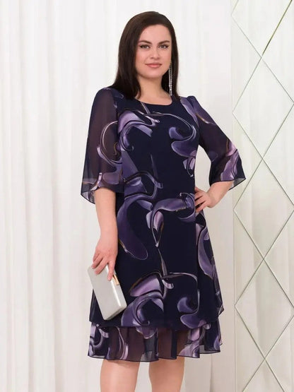 💕HOT SALE👗2025 New Ruffled Sleeve Elegant Printed Chiffon Dress