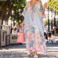 🎁Hot Sale 49% OFF🌸Floral Print Loose Long Dress with Half Sleeves