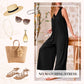 🎁Limited Time Offer✨Women's Casual V-Neck Sleeveless Wide-Leg Jumpsuit