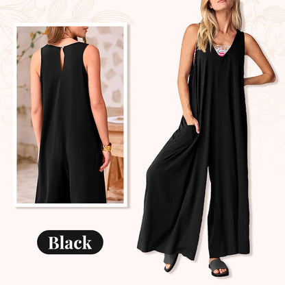 🎁Limited Time Offer✨Women's Casual V-Neck Sleeveless Wide-Leg Jumpsuit