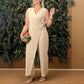 💕Hot Sale 50% OFF💃Women's Solid Color Casual V-Neck Tied Jumpsuit
