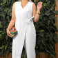 💕Hot Sale 50% OFF💃Women's Solid Color Casual V-Neck Tied Jumpsuit