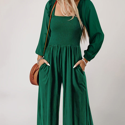 🎉🛍️Hot Promotion 50% OFF💃2025 New Women's Casual Long Sleeve Wide Leg Pants Jumpsuit