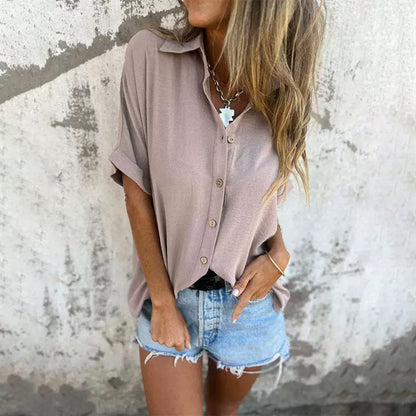 🌸Summer Specials💐 Women's Casual Solid Color Loose Fit Shirt