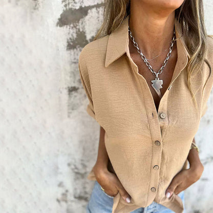 🌸Summer Specials💐 Women's Casual Solid Color Loose Fit Shirt