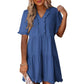 🔥2025 Summer New Arrival💗Women's Ruffle Trim V-Neck Tiered Dress