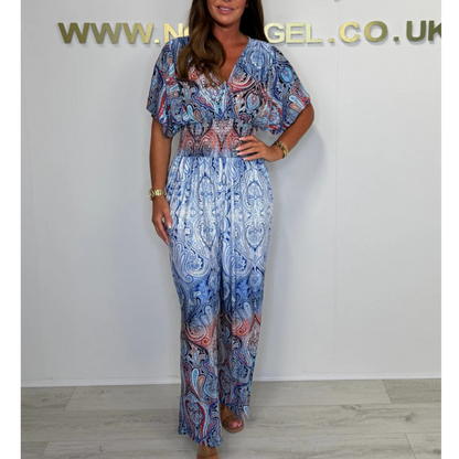 🌷Summer Hot Sale-60% Off🩵Bohemian Print Wide Leg Jumpsuit