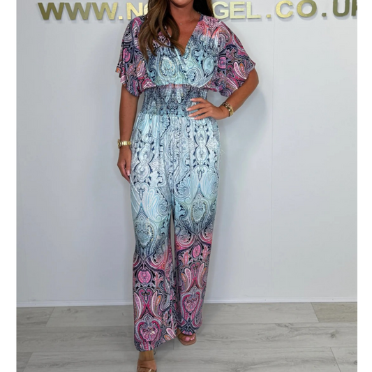 🌷Summer Hot Sale-60% Off🩵Bohemian Print Wide Leg Jumpsuit
