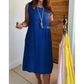 🌺Summer Hot Sale 50% OFF💐Women's Button Pocket Sleeveless Dress