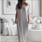 🔥Last Day 50% Discount💃Women's Summer Casual Loose Solid Color Short-Sleeve Long Dress