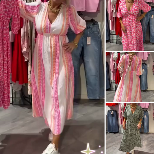 🏖️Summer Hot Sale 50% OFF!!🎀Women's V-Neck Printed Dress