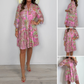 🌺Summer Hot Sale 50% OFF💐Women's Paisley Print Pink Mini Dress