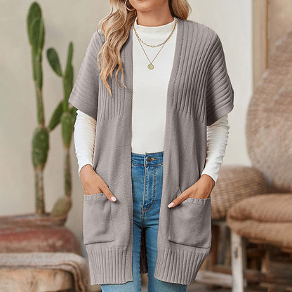 ⏰🍂Early Autumn Sales 50% OFF🔥Women's Short Sleeve Pleated Lightweight Open Front Cardigan
