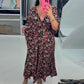 💃Time-limited Special 50%OFF⏰V-neck Printed Maxi Dress with 3/4 Sleeves
