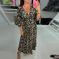 💃Time-limited Special 50%OFF⏰V-neck Printed Maxi Dress with 3/4 Sleeves