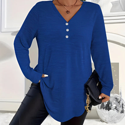 🎉🛍️HOT SALE 50% OFF🌸Women's Buttoned V-Neck Long Sleeve Top
