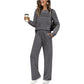 🔥LAST DAY 60% OFF✨Crew Neck Drawstring 2‑Piece Loungewear Set 👚 Soft Matching Top & Pants