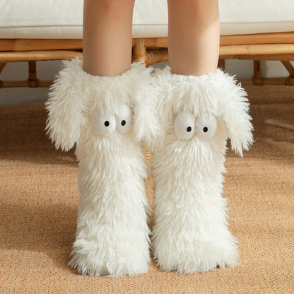 🏆LAST DAY BUY 1 GET 1 FREE💕Women's Cute Fluffy Monster Slipper Socks, Thick Fleece Lined Anti-Slip Winter Indoor Floor Socks🧦