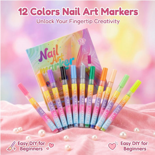 🖌️ LAST DAY SALE 50% OFF !! 🔥Buy more Save more🎁12 & 24-Color Nail Art Marker Pen Set