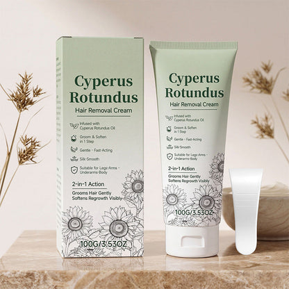 ⏳Limited-time 50% off⏰💥Silk‑Smooth Cyperus Rotundus Hair Removal Cream 🎀 Gentle & Fast‑Acting Body Depilatory Cream