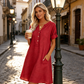 🌺Summer Hot Sale 50% OFF💐🥳Women's V-Neck Tunic Dress – Relaxed Fit, Pockets & Breathable