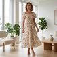 🌈Summer Hot Sale 60% OFF!✨Square Neck Floral Midi Dress – Smocked Bodice, Flowy Tiered Skirt, Romantic🌸