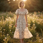 🌈Summer Hot Sale 60% OFF!✨Square Neck Floral Midi Dress – Smocked Bodice, Flowy Tiered Skirt, Romantic🌸