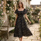 🌈Summer Hot Sale 60% OFF!✨Square Neck Floral Midi Dress – Smocked Bodice, Flowy Tiered Skirt, Romantic🌸