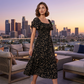 🌈Summer Hot Sale 60% OFF!✨Square Neck Floral Midi Dress – Smocked Bodice, Flowy Tiered Skirt, Romantic🌸