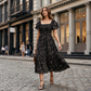 🌈Summer Hot Sale 60% OFF!✨Square Neck Floral Midi Dress – Smocked Bodice, Flowy Tiered Skirt, Romantic🌸
