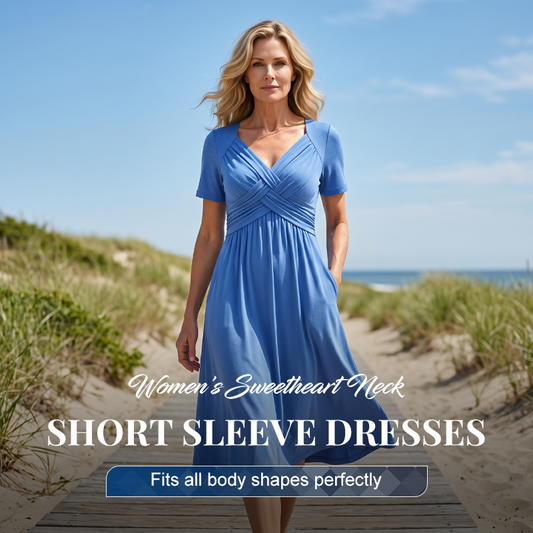 👗💙  LIMITED-TIME 50% OFF‼️✨ Women’s V-Neck Short Sleeve Long Dress 🌸 Elegant Flowing Fit, Comfortable Fabric & Effortless Everyday Style