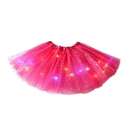 🏆 Last Day 50%OFF!🎁LED Light Up Sequin Tutu Skirt Star Mesh Princess Skirt for Girls